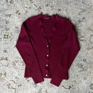 Burgundy Ribbed Cardigan